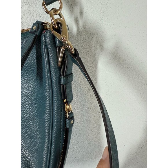 Kate Spade Vivian Hobo Bag Green Pebble Leather Purse Pockets Shoulder Strap - Picture 7 of 11